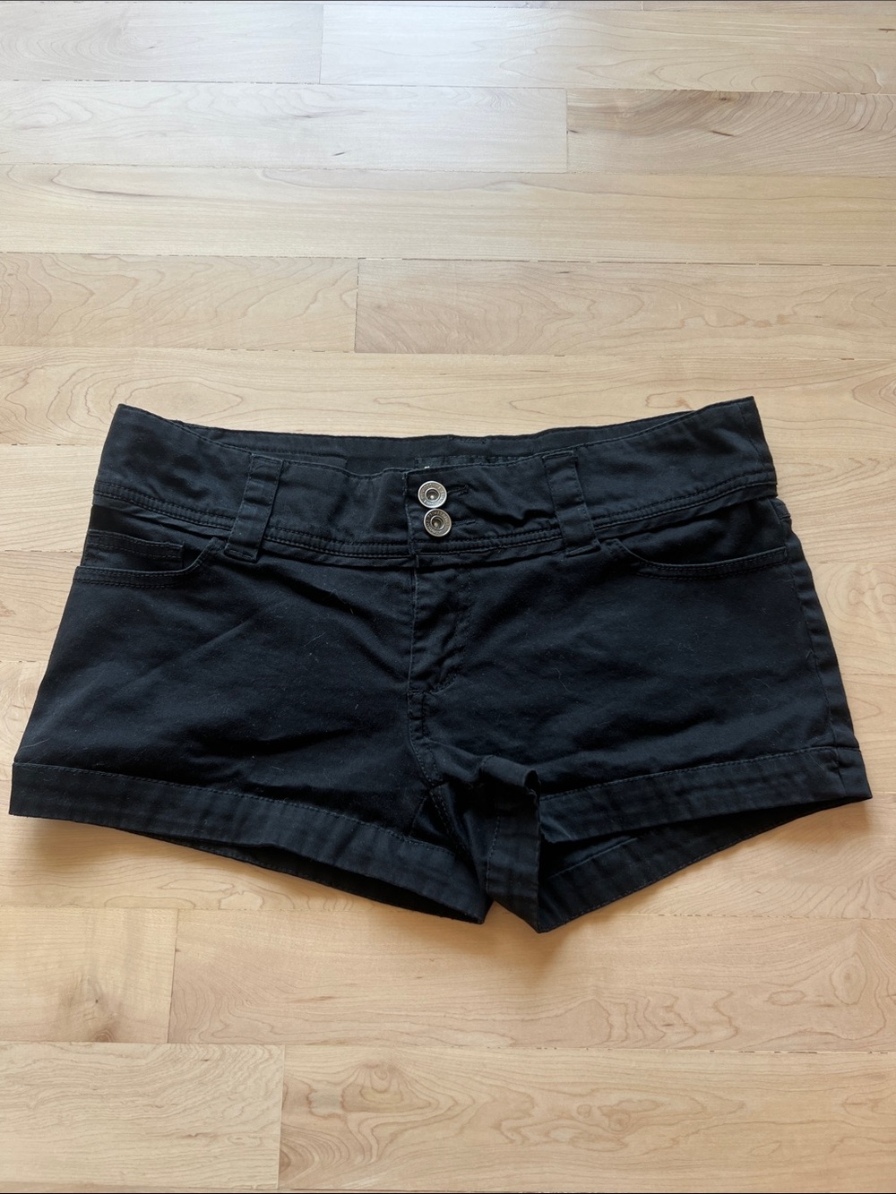 Black Women's Low-Rise Cotton Black Shorts